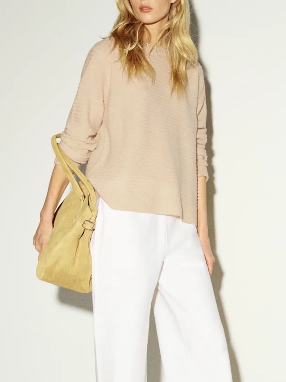 NWOT Reformation Cashmere Boyfriend Sweater in Textured Wheat